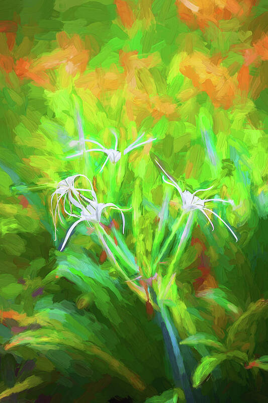 Spider Lily Art Print featuring the photograph Spider Lily, and Day Lilies 106 by Rich Franco