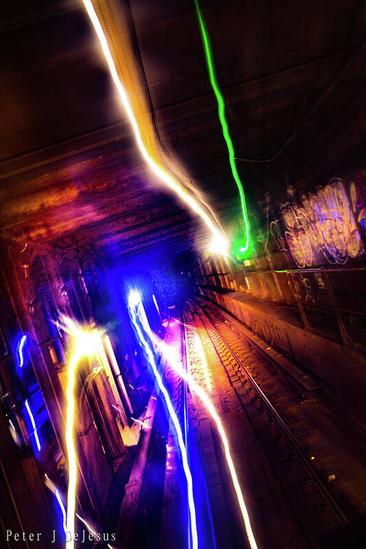 Long Exposure Art Print featuring the photograph Spirit in the Subway by Peter J DeJesus