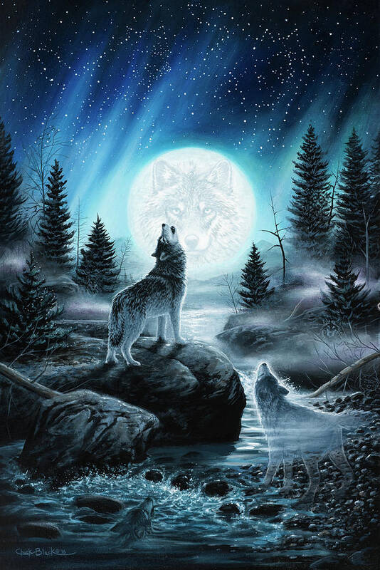 Spirits Of The Wild Art Print featuring the painting Spirits Of The Wild by Chuck Black