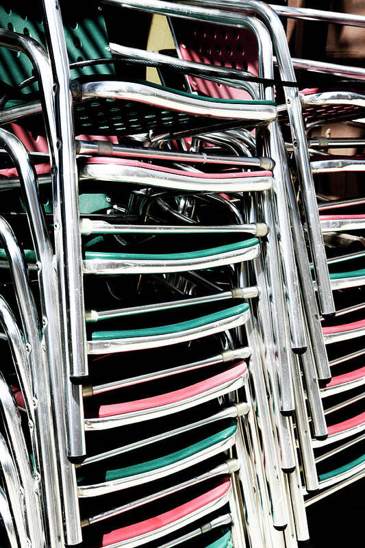 Stack Art Print featuring the photograph Stack of Chrome Chairs by Marilyn Hunt
