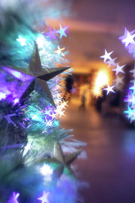 Star Stars Bokeh Christmas Decoration Ornament Tree Ma Mass Massachusetts Brian Hale Brianhalephoto Art Print featuring the photograph Stary Night 1 by Brian Hale