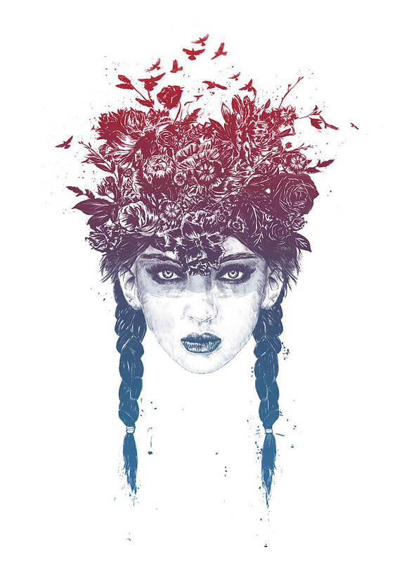 Girl Art Print featuring the mixed media Summer Queen by Balazs Solti