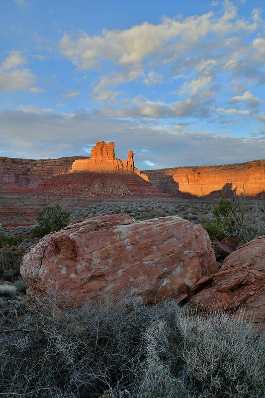 Valley Of The Gods Art Print featuring the photograph Sunset on Valley of the Gods Buttes by Ray Mathis