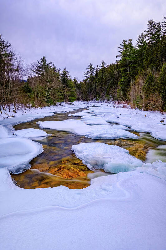 Snow Art Print featuring the photograph Swift River Winter by Jeff Sinon