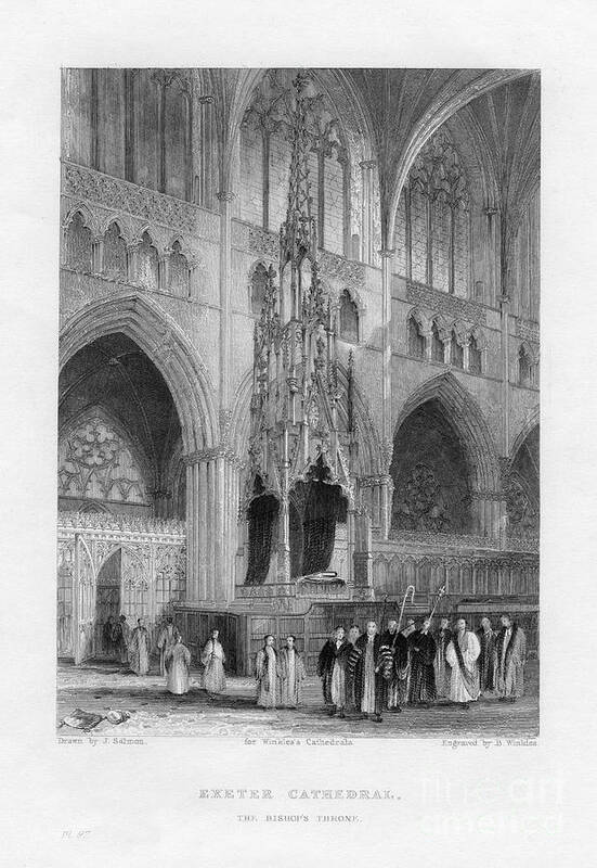 Engraving Art Print featuring the drawing The Bishops Throne, Exeter Cathedral by Print Collector