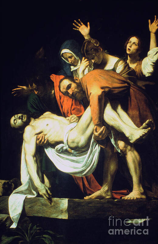 Michelangelo Merisi Da Caravaggio Art Print featuring the drawing The Laying In The Tomb by Print Collector