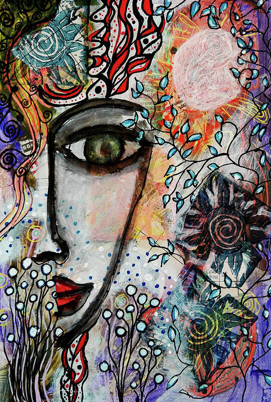 Symbolism Art Print featuring the mixed media The Observer by Mimulux Patricia No
