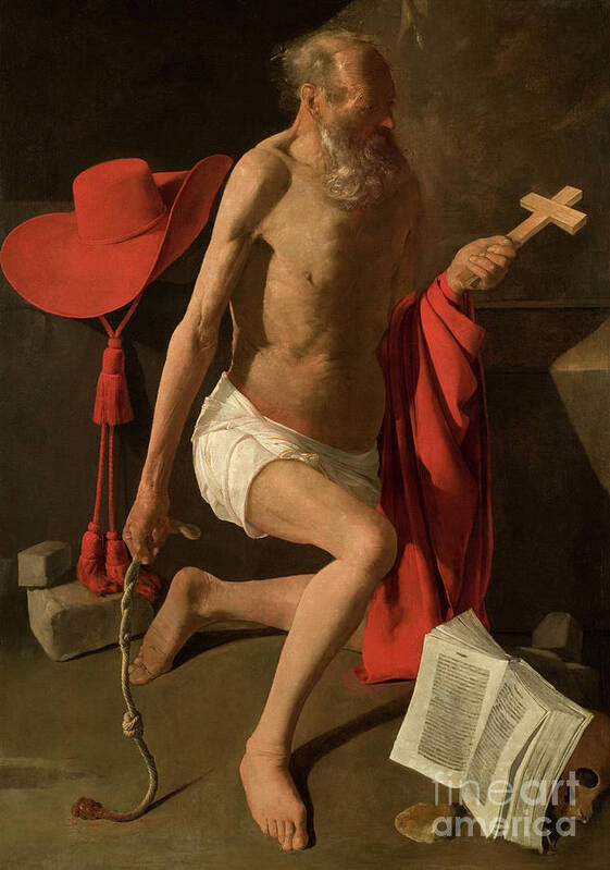 Jerome Art Print featuring the painting The Penitent Saint Jerome by Georges de la Tour