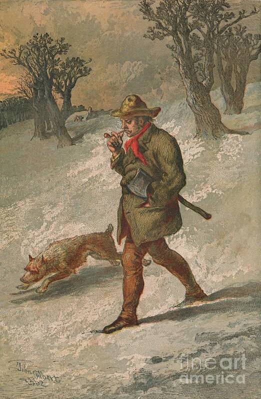 Engraving Art Print featuring the drawing The Woodman And His Dog by Print Collector