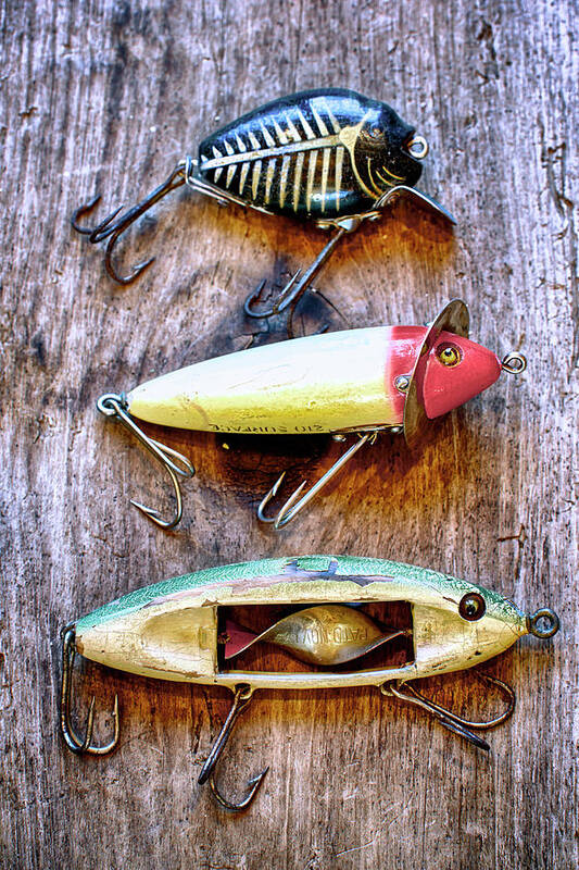 Three Vintage Fishing Lures Art Print