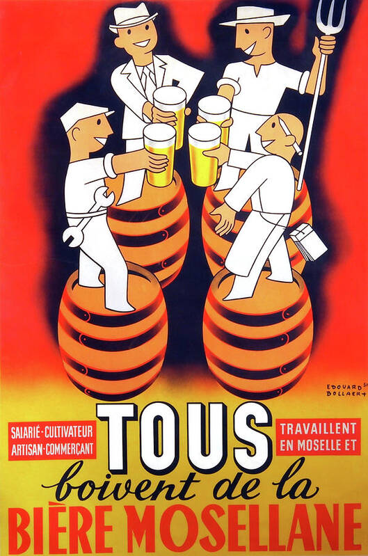 Beer Art Print featuring the painting Tous Boivent de la Biere Mosellane by Edouard Bollaert