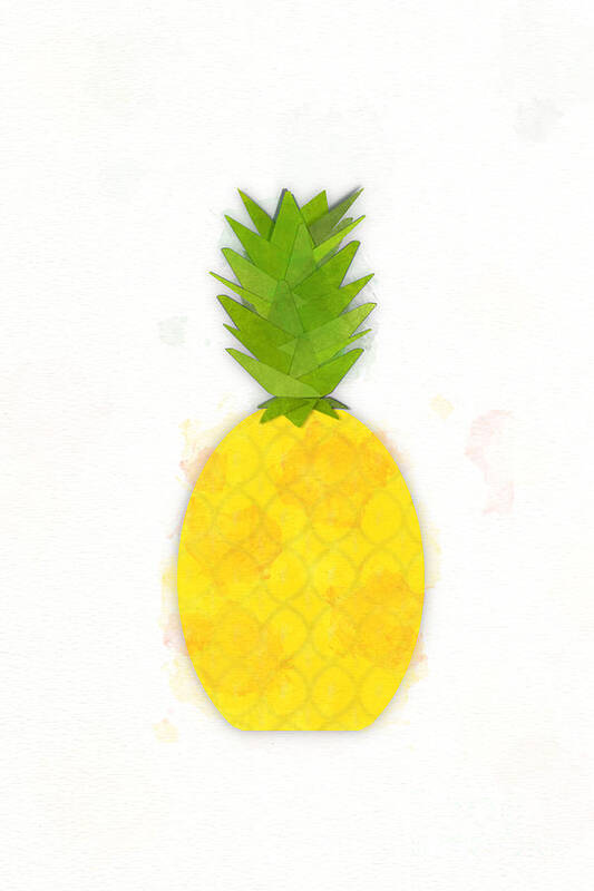 Pina Colada Art Print featuring the photograph Tropical Pineapple Digital Watercolor by Colleen Cornelius