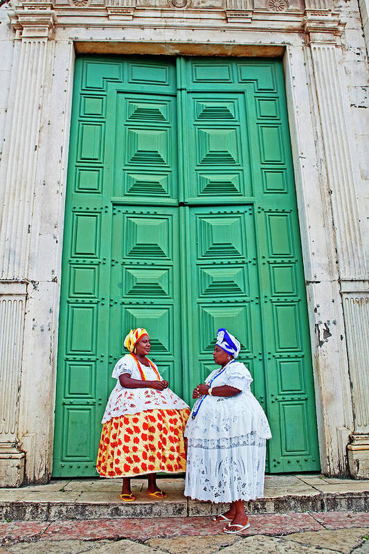 Bahia State Art Print featuring the photograph Two Female Street Buskers In by John W Banagan