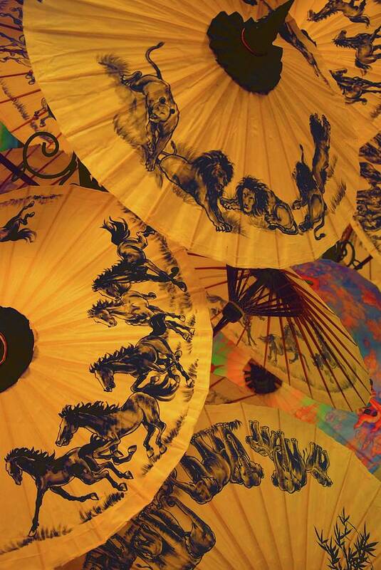 Thai Culture Art Print featuring the photograph Umbrellas, Chiang Mai, Thailand by Dragos Cosmin Photos