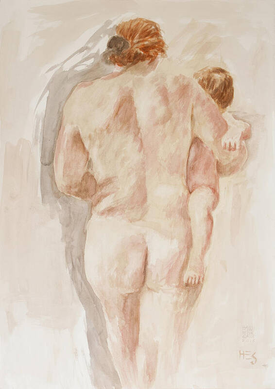 Hans Egil Saele Art Print featuring the painting Unity - Mother and Child by Hans Egil Saele