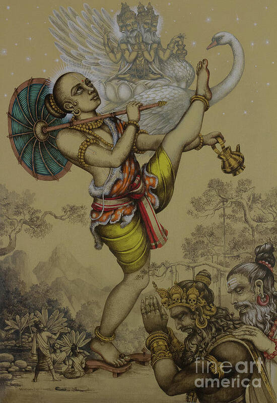 Vamana Art Print featuring the painting Vamana avatar by Vrindavan Das