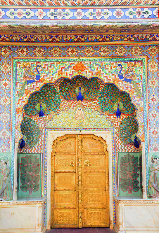 Arch Art Print featuring the photograph View Of Peacock Door In Palace by Grant Faint