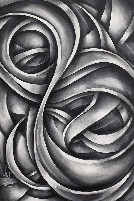 Monotone Art Print featuring the painting 'void' by Michael Lang
