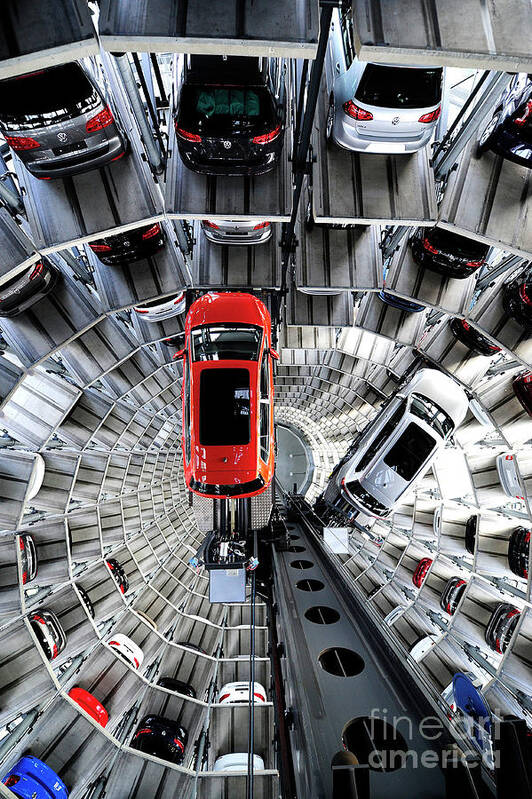 Volkswagen Autostadt Art Print featuring the photograph Volkswagen To Announce Annual Results by Alexander Koerner