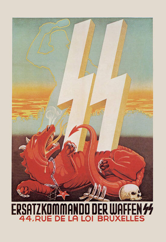 Propaganda Art Print featuring the painting Waffen SS Recruitment by Harald Damsleth