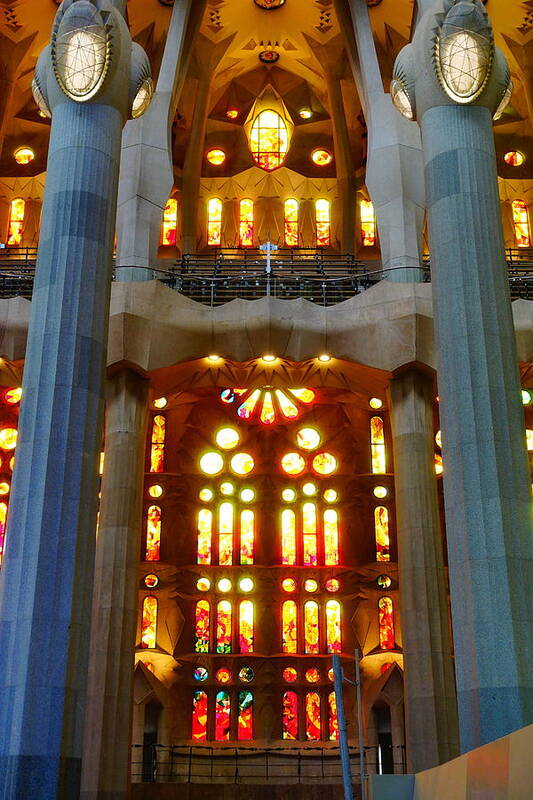 Sagrada Art Print featuring the photograph Warm colors in Sagrada Familia by Patricia Caron