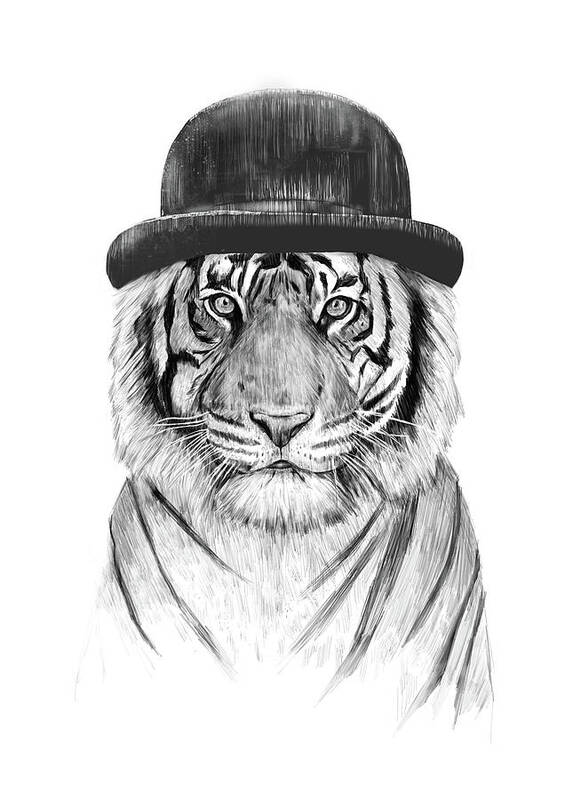 Tiger Art Print featuring the drawing Welcome to the jungle by Balazs Solti