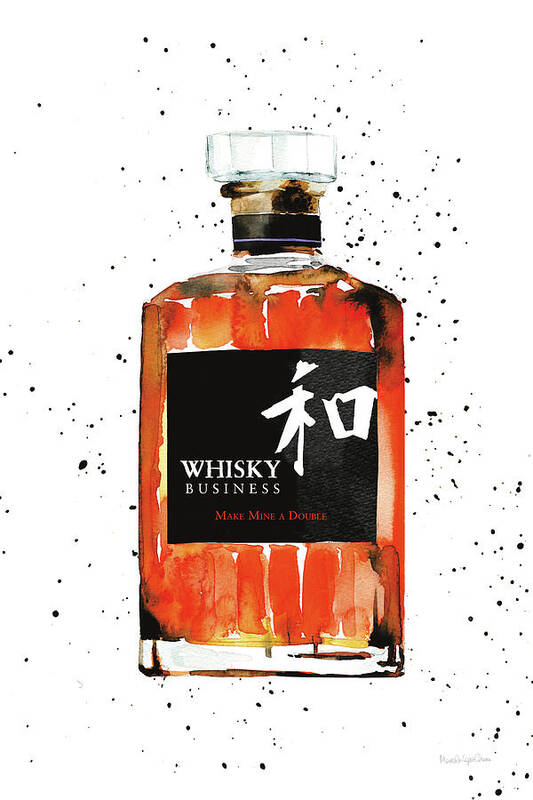 Japanese Whisky Art Print featuring the painting Whisky Business by Mercedes Lopez Charro