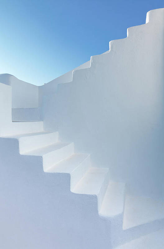 Steps Art Print featuring the photograph White Steps Of Santorini Church by ©gary Maunder