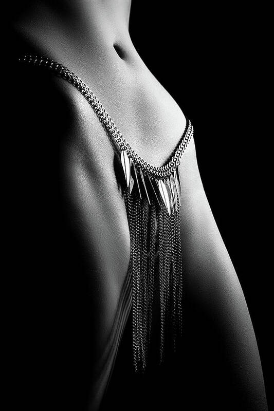 Woman Art Print featuring the photograph Woman close-up chain panty by Johan Swanepoel