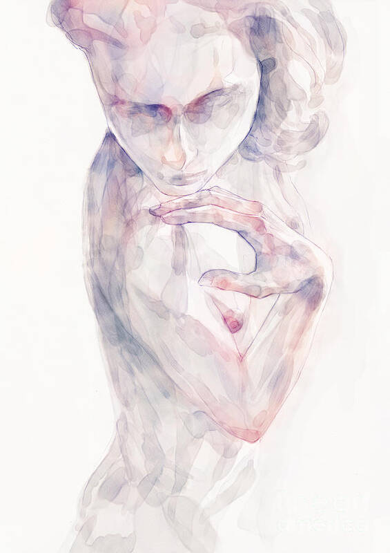 Watercolor Art Print featuring the painting Woman hand portrait by Dimitar Hristov