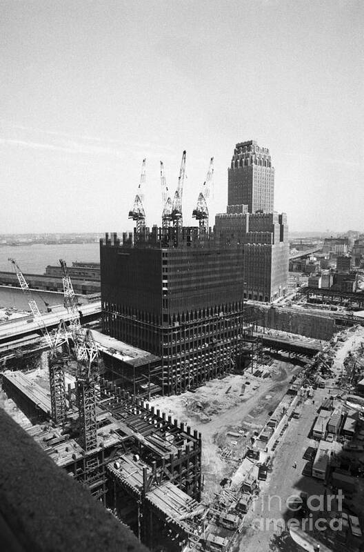 Construction Site Art Print featuring the photograph World Trade Center Construction Site by Bettmann