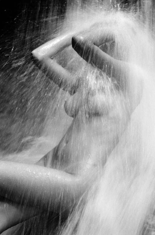 Shower Art Print featuring the photograph Young Woman In The Shower by Juan Silva
