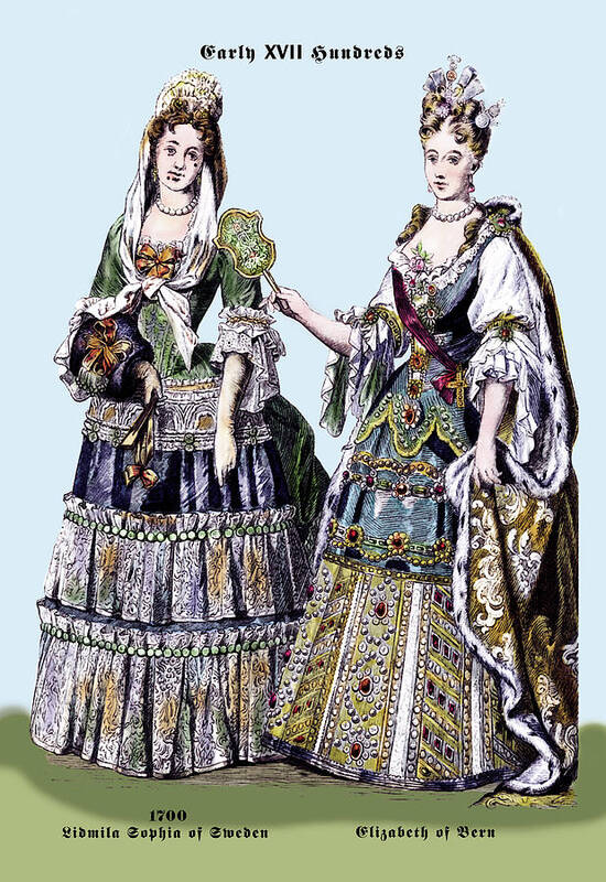 Costume Art Print featuring the painting Zidmila Sophia of Sweden and Elizabeth of Bern, 18th Century by Braun & Schneider