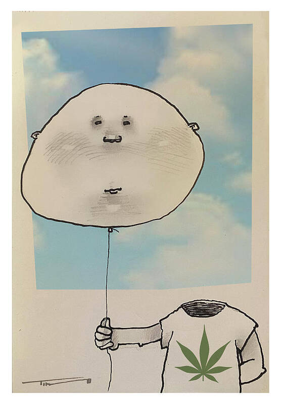 Boy Art Print featuring the mixed media 0420 Balloon Head by Tim Nyberg