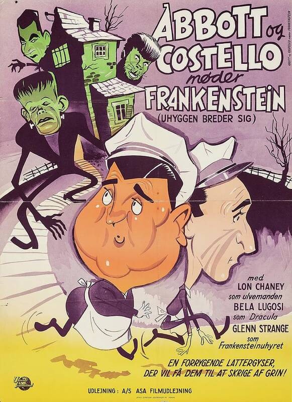 Abbott Art Print featuring the mixed media ''Abbott and Costello Meet Frankenstein'', 1948 #2 by Movie World Posters