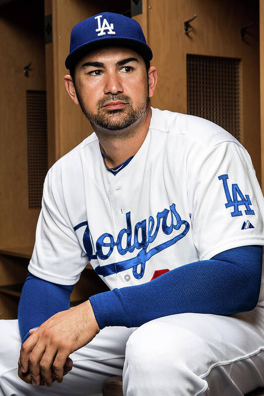 Media Day Art Print featuring the photograph Adrian Gonzalez by Rob Tringali