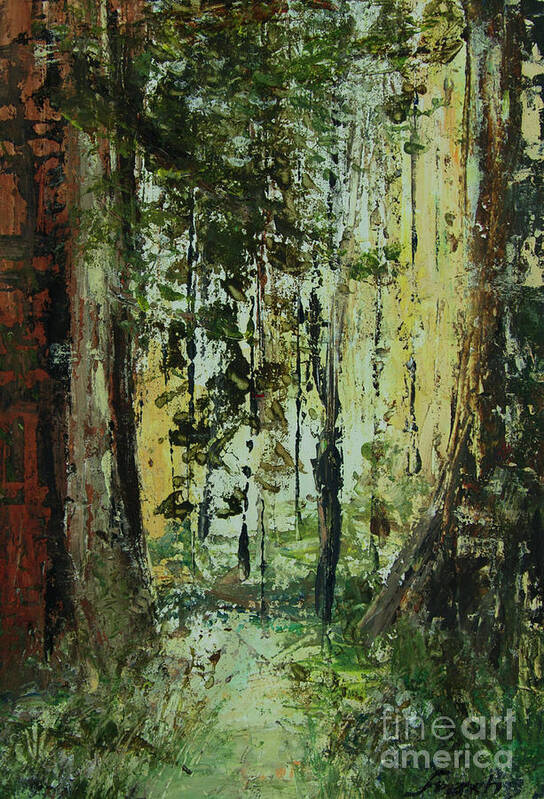 Nature Art Print featuring the painting Forest Light #1 by Jeanette French