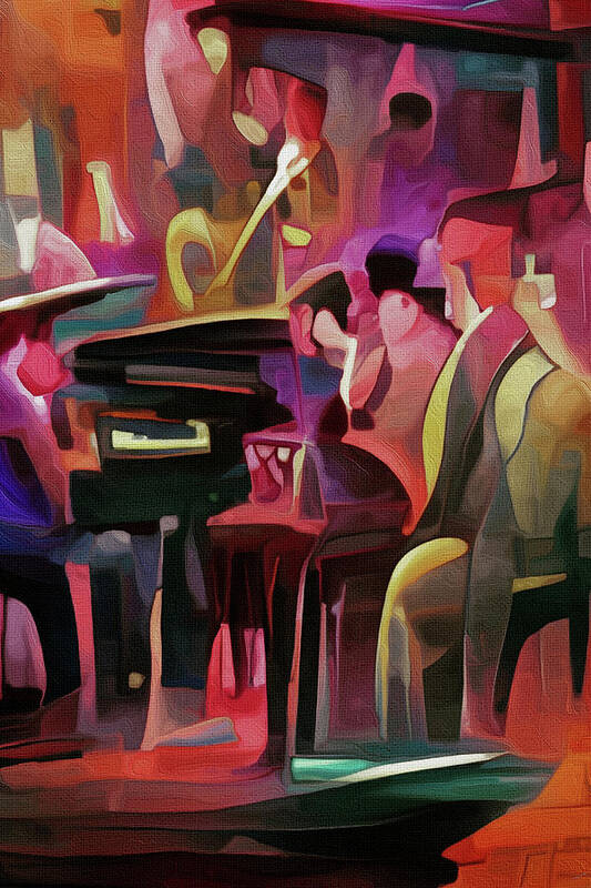  Art Print featuring the digital art Jazz Club by Michelle Hoffmann