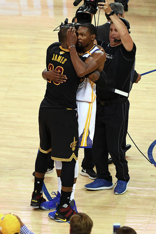 Playoffs Art Print featuring the photograph Kevin Durant and Lebron James by Garrett Ellwood