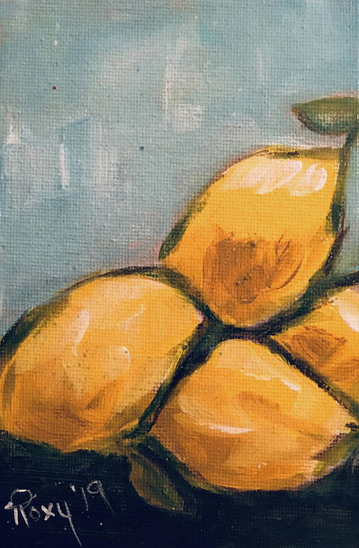 Lemon Art Print featuring the painting Lemons from Heaven by Roxy Rich