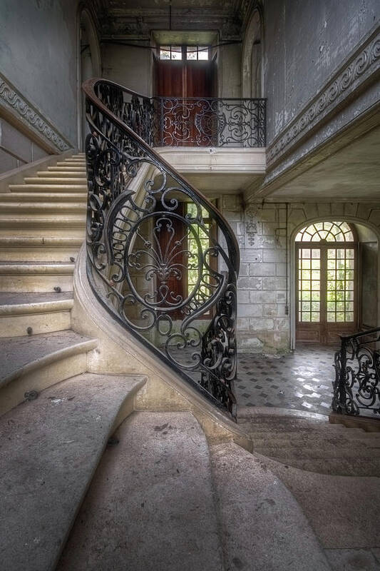 Abandoned Art Print featuring the photograph Lovely Abandoned Staircase #1 by Roman Robroek