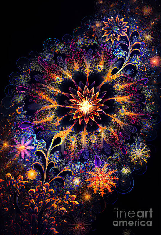 Series Art Print featuring the digital art Fireworks magic #4 by Sabantha