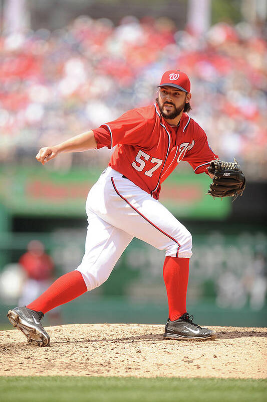 Baseball Pitcher Art Print featuring the photograph Tanner Roark #1 by Mitchell Layton
