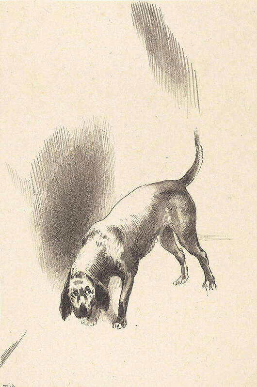 Sketch Art Print featuring the drawing The Dog #2 by Odilon Redon