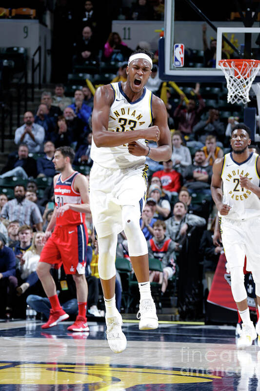 Nba Pro Basketball Art Print featuring the photograph Myles Turner by Ron Hoskins Nba Pro Basketball Art Print featuring the photograph Myles Turner by Ron Hoskins