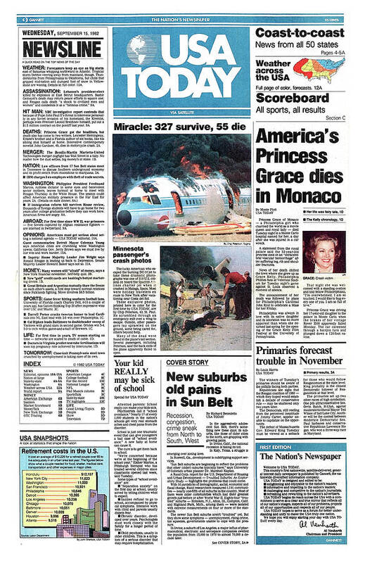 Usa Today Art Print featuring the digital art 1982 USA TODAY Front Page by Gannett