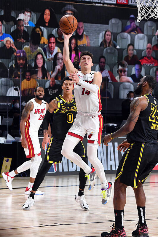 Tyler Herro Art Print featuring the photograph 2020 NBA Finals - Miami Heat v Los Angeles Lakers by Andrew D. Bernstein