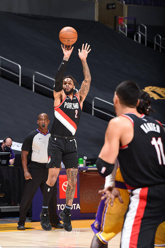 Gary Trent Jr Art Print featuring the photograph Portland Trail Blazers v LA Lakers #2 by Adam Pantozzi