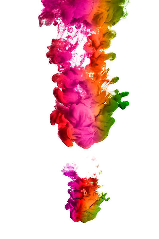 Curve Art Print featuring the photograph Rainbow of Acrylic Ink in Water. Color Explosion #2 by Carther