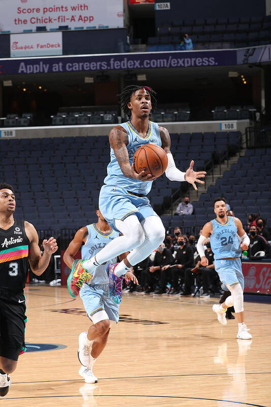 Ja Morant Art Print featuring the photograph San Antonio Spurs v Memphis Grizzlies #2 by Joe Murphy